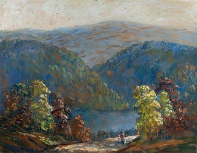 Figures by a Lake