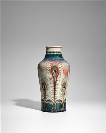 Monumental Peacock Feather Vase 1889 by Auguste Delaherche - Auction record, sale price, and art valuation. Compare with similar artists and explore comparable artworks.