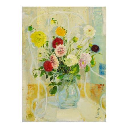 Fleurs sur la chaise