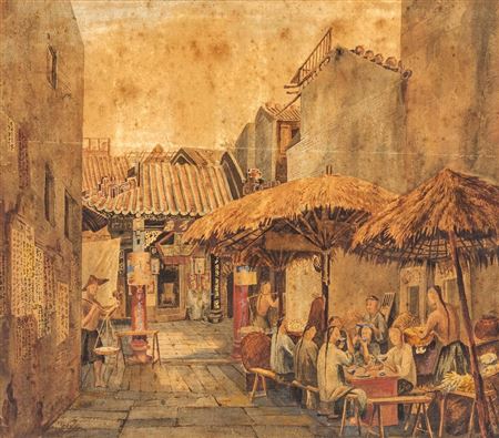 Food Stall in Wa Quong, Macau, Circa 1840 by William Prinsep - Auction record, sale price, and art valuation. Compare with similar artists and explore comparable artworks.