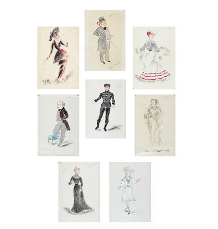 Eight costume designs, to include three from Gigi, 1973