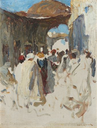 An Arab bazaar by Henry Silkstone Hopwood - Auction record, sale price, and art valuation. Compare with similar artists and explore comparable artworks.