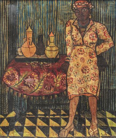 Sample artwork by Gazbia Sirry (1925 - 2021), known for neo-expressionist, abstract figurative painting, teaching - View similar artists and auction records