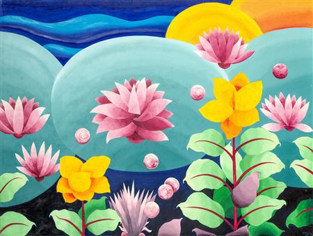 Sample artwork by Willy Aractingi (1930 - 2003), known for scenes of daily life and landscapes - View similar artists and auction records