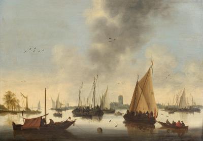 Ferry boats on the Maas off Dordrecht