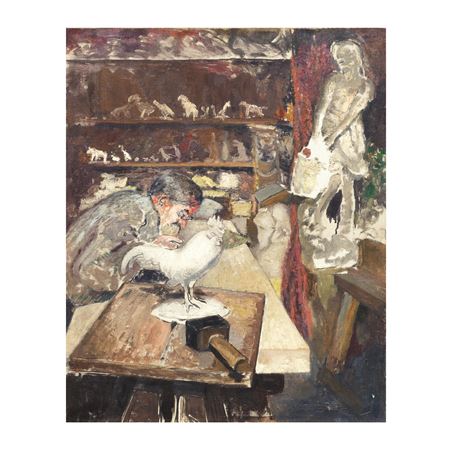 Le sculpteur François Pompon dans son atelier