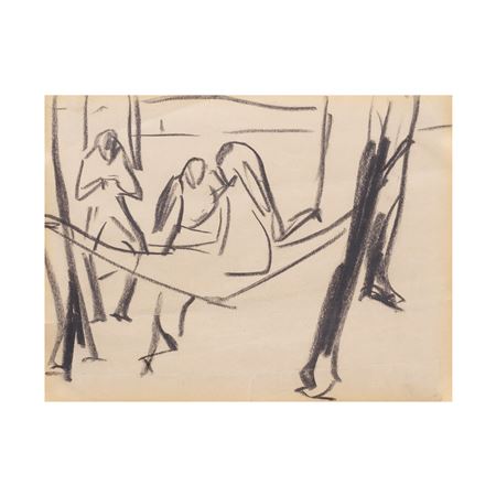 Fränzi in der Hängematte (mit Heckel links im Hintergrund)