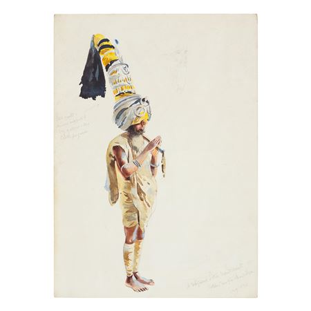 An Akali Nihang in an attitude of prayer