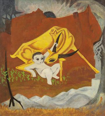 Sample artwork by Naim Ismail (1930 - 1979), known for abstract figure, cityscape and portrait painting - View similar artists and auction records