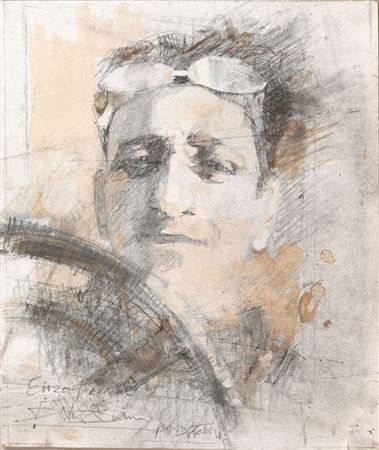 A portrait of Enzo Ferrari