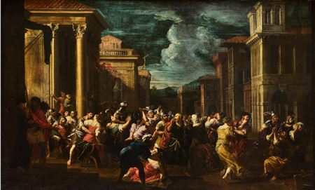 An architectural capriccio with the Rape of the Sabine Women