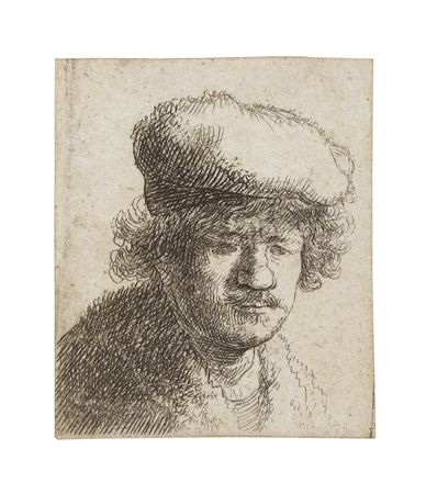 Self Portrait with Cap pulled forward (New Hollstein 71; Bartsch 319)