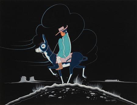 Untitled (Native American woman on donkey)