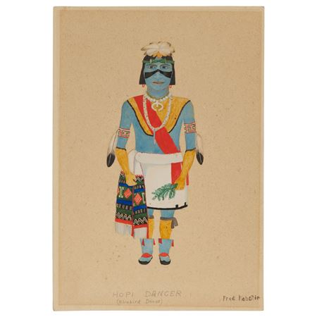 "Hopi Dancer (Bluebird Dance)" by Fred Kabotie - Auction record, sale price, and art valuation. Compare with similar artists and explore comparable artworks.