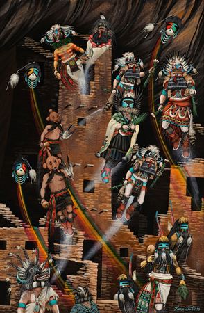 "Mixed Kachinas Descending from Mesa Verde," 1999