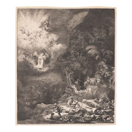 The Angel Appearing to the Shepherds (Bartsch, Hollstein 44, Hind 120, New Hollstein 125), 1634