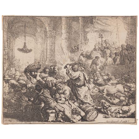 Christ Driving the Money Changers from the Temple (Bartsch, Hollstein 69, Hind 126, New Hollstein 139), 1635