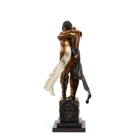 A COLD PAINTED AND PATINATED BRONZE FIGURE: LOVERS AND IDOL