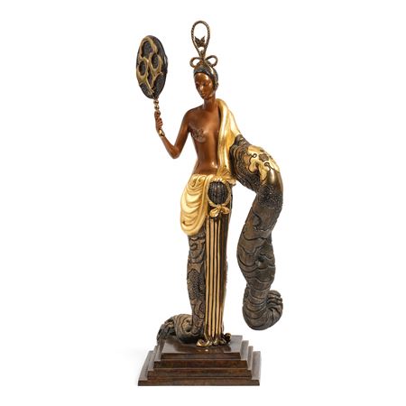 A COLD PAINTED AND PATINATED BRONZE FIGURE: BAMBOO