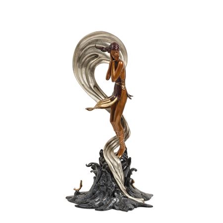 A COLD PAINTED AND PATINATED BRONZE FIGURE: STRANDED