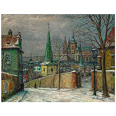 Village scene with spires
