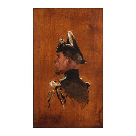 Portrait d'un militaire au bicorne et cocarde