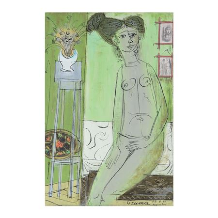 Nu, intérieur vert