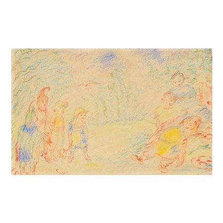 Multicolored kids jubilant under the foliage