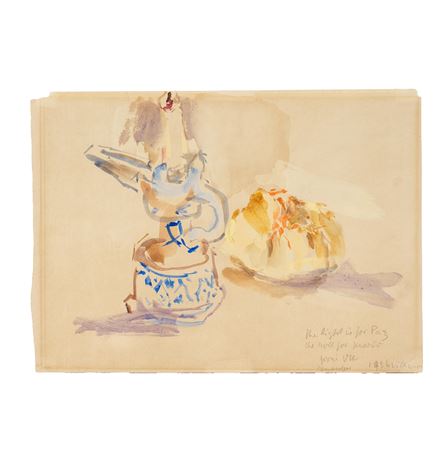 Nature morte à la lampe et au gâteau