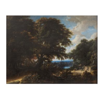 Wooded landscape with figures