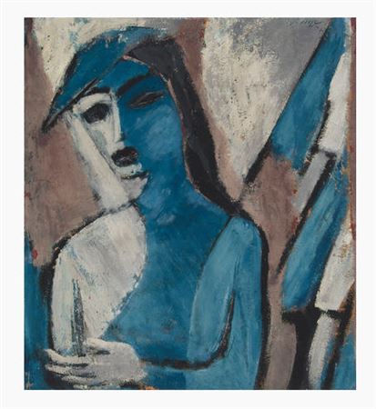 Woman in Blue by Sigurd Winge - Auction record, sale price, and art valuation. Compare with similar artists and explore comparable artworks.