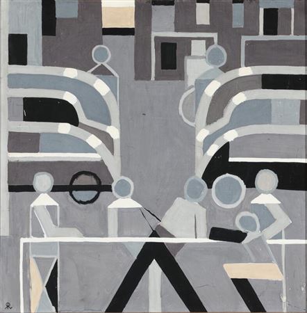 Concrete composition with figures.