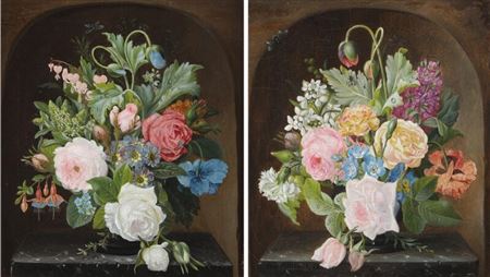 Two still life compositions with flowers