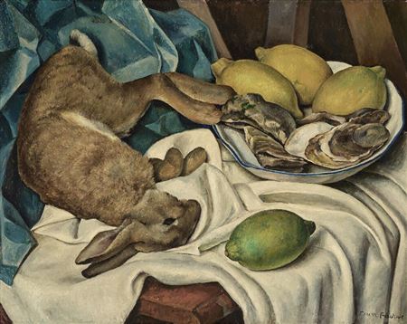Still life with hare and oysters by Ellen Fischer - Auction record, sale price, and art valuation. Compare with similar artists and explore comparable artworks.