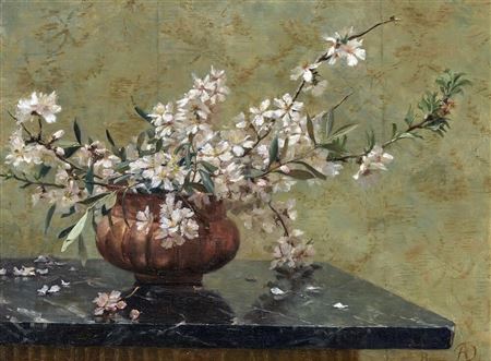 Olive branches and flowering almond branches by Augusta Dohlmann - Auction record, sale price, and art valuation. Compare with similar artists and explore comparable artworks.