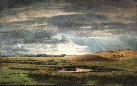 “Udsigt mod Lyngby. Optrækkende Tordenbyger”. A view towards Lyngby. Thunder showers gathering