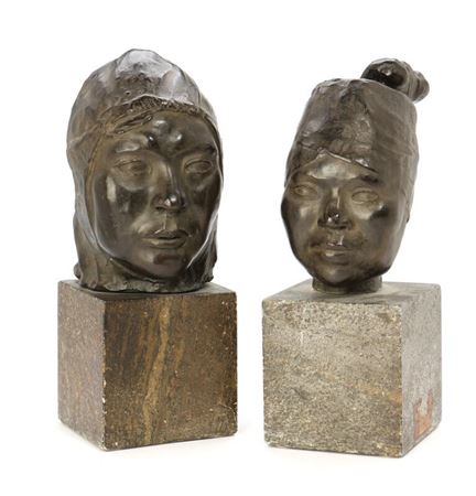 Two patinated bronze heads of Greenlandic Inuit man and woman by Svend Rathsack - Auction record, sale price, and art valuation. Compare with similar artists and explore comparable artworks.
