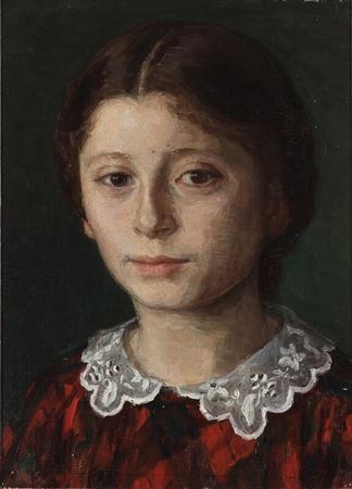Portrait of a young girl with braided hair, presumably the artist's self portrait. by Marie Sandholt - Auction record, sale price, and art valuation. Compare with similar artists and explore comparable artworks.