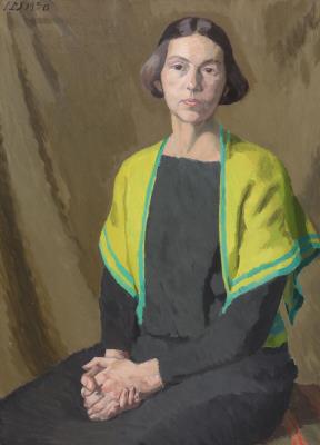 Portrait of a woman with yellow scarf