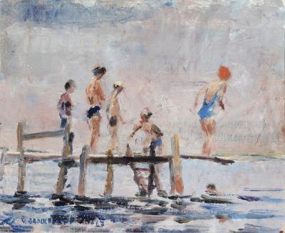 Sample artwork by Victor Schack von Brockdorff (1911 - 1992), known for landscape, city scenes and portrait painting, graphic art - View similar artists and auction records
