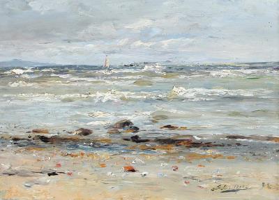 Coastal scenery with ships on the sea by Carl Schlichting-Carlsen - Auction record, sale price, and art valuation. Compare with similar artists and explore comparable artworks.