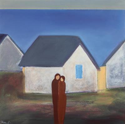 Untitled, figures and houses by Freddy Eriksen - Auction record, sale price, and art valuation. Compare with similar artists and explore comparable artworks.