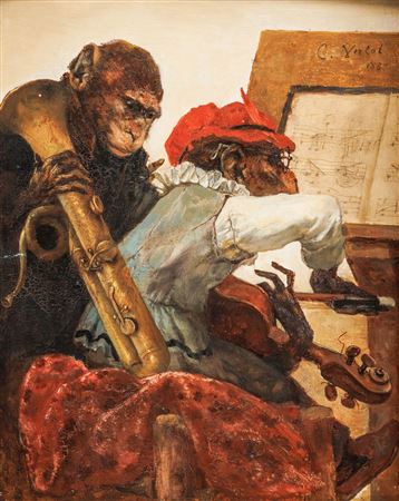 Two Monkeys Playing Music, 1888