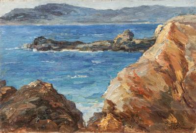 Impressionist study of rocky mountain on the coast of St. Cyr, Provence