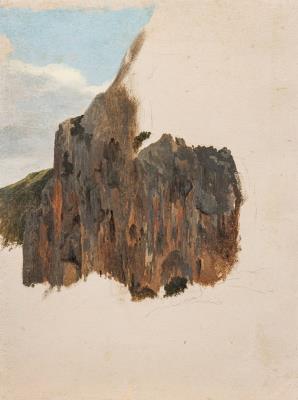 Study of a rocky hillside with a blue sky