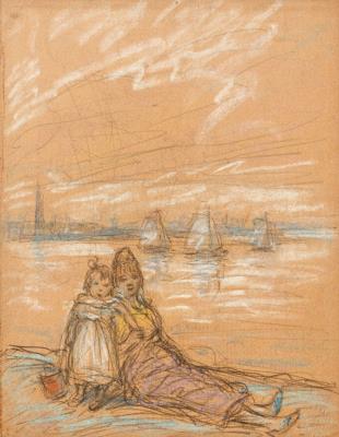 Mother and child on St. Anne's beach