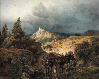 Soldiers in rocky landscape