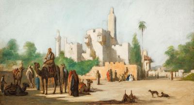 Orientalist cityscape animated with Arab figures