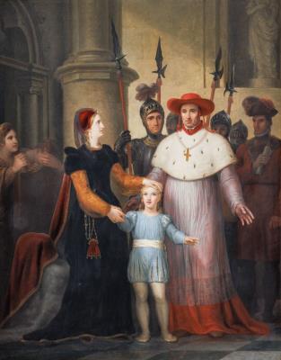 La douairère d'Edouard IV. Roi d'Angleterre remets son fils agé dix an au Cardinal Wolsey, 1831.