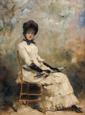 Dame assise à l'ombrelle
